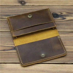 Handmade Vintage Leather Men Wallet Men Purse Cowhide Leather Short Card Wallet for Male Money Clips Money Bags New